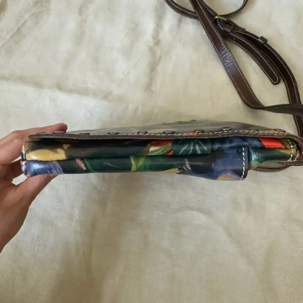 PATRICIA NASH Crossbody Bag Multicolor Floral Leather Studded Sling Purse